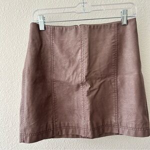 Free People Mauve Brown Faux Leather Mini Skirt Size 6